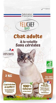 Felichef bio kattenbrok met gevogelte zonder granen voor de volwassen kat
