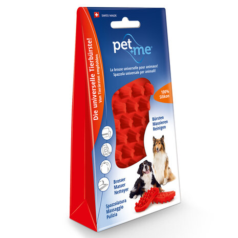 Pet + Me hondenborstel lang haar - rood